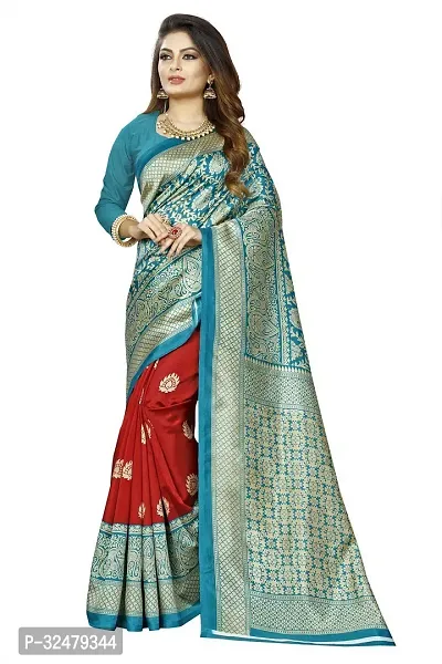 Beautiful Green Art Silk Woven Design Saree With Blouse Piece For Women