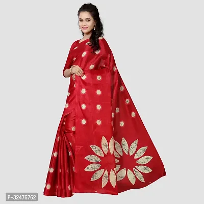 Beautiful Red Art Silk Printed Saree With Blouse Piece For Women-thumb3