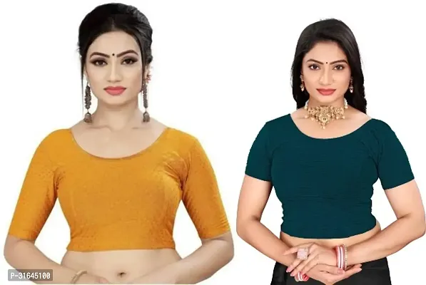 Reliable Multicoloured Lycra Blend Stitched Blouses For Women Pack Of 2-thumb0