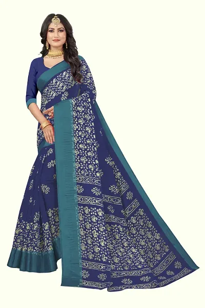 Elegant Polycotton Saree without Blouse piece 