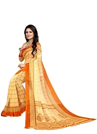 Stylish Beige Georgette Checked Saree with Blouse piece For Women-thumb3