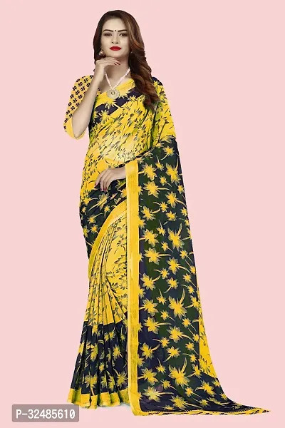 Elegant Georgette Printed Saree with Blouse piece For Women