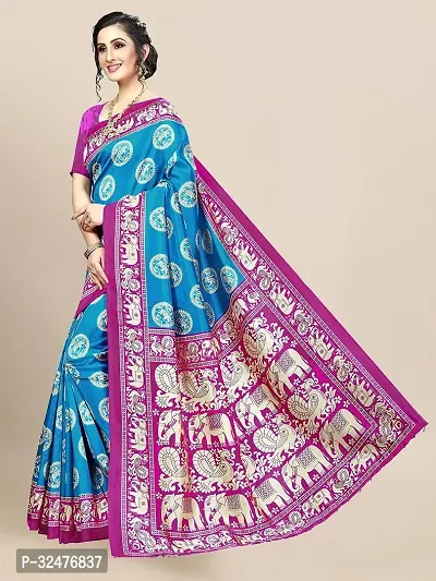 Beautiful Blue Art Silk Woven Design Saree With Blouse Piece For Women-thumb4