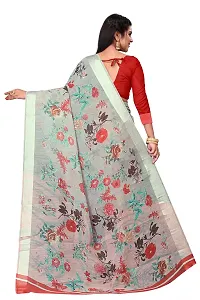 Elegant Cotton Linen Printed Saree with Blouse piece For Women-thumb3