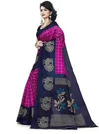 Elegant Cotton Blend Checked Saree with Blouse piece For Women-thumb1