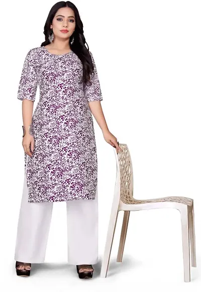 Stylish Crepe Printed Straight Kurtis