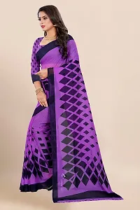 Stylish Purple Georgette Printed Saree with Blouse piece For Women-thumb3