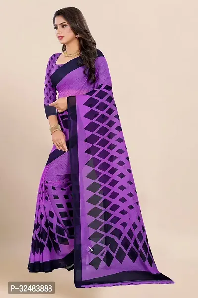 Stylish Purple Georgette Printed Saree with Blouse piece For Women-thumb4