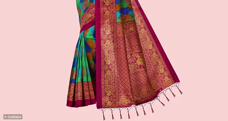 Elegant Art Silk Self Pattern Saree with Blouse piece For Women-thumb5