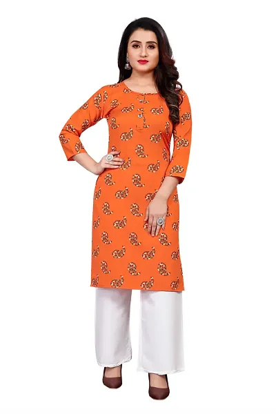 Stylish Crepe Printed Straight Kurtis