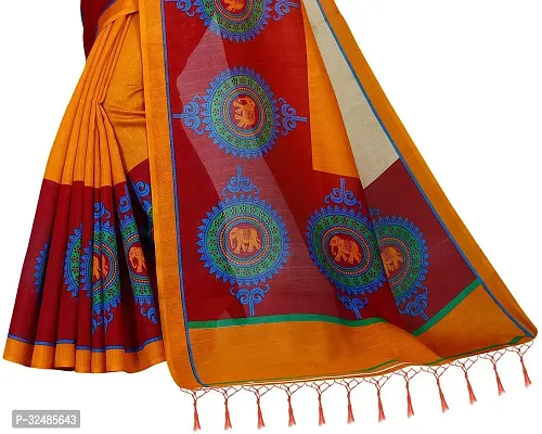 Elegant Cotton Silk Printed Saree with Blouse piece For Women-thumb4