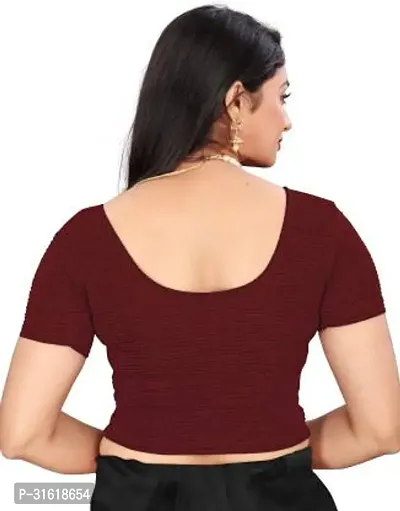 Reliable Maroon Lycra Blend Stitched Blouses For Women-thumb3