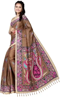 Elegant Brown Silk Blend Saree with Blouse piece For Women-thumb3