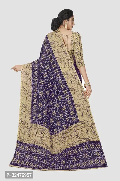 Beautiful Purple Georgette Printed Saree With Blouse Piece For Women-thumb2