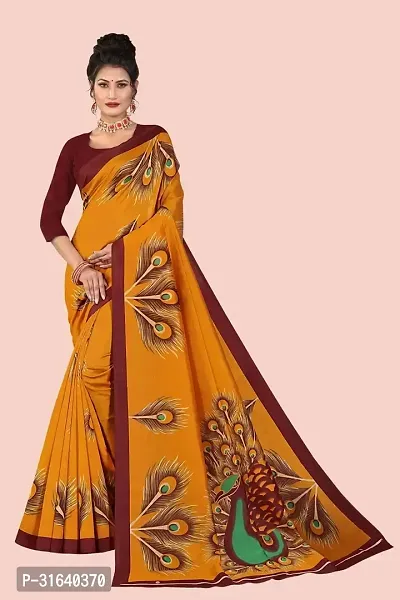 Elegant Yellow Art Silk Saree without Blouse piece For Women