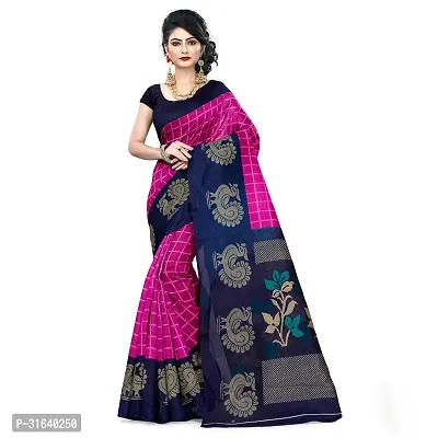 Elegant Pink Art Silk Saree without Blouse piece For Women-thumb0