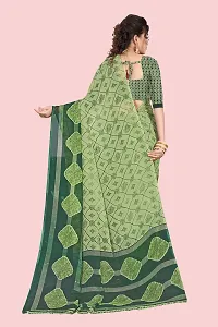 Beautiful Light Green Georgette Printed Saree With Blouse Piece For Women-thumb2