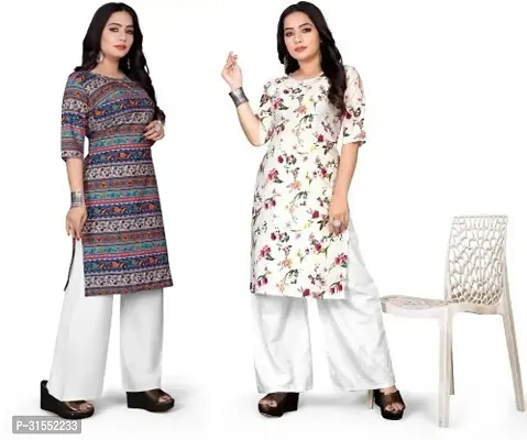 Stylish Crepe Stitched Kurta For Women Pack Of 2-thumb0