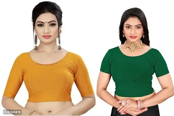 Reliable Multicoloured Lycra Blend Stitched Blouses For Women Pack Of 2-thumb0