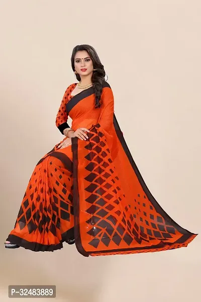 Stylish Red Georgette Printed Saree with Blouse piece For Women-thumb5