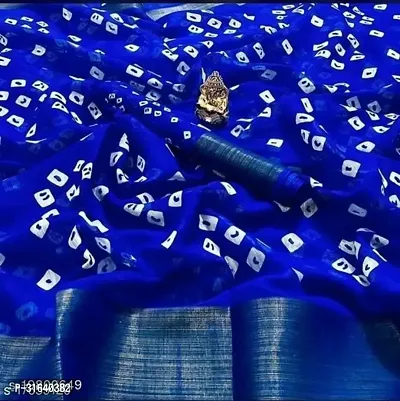 Elegant Blue Cotton Saree without Blouse piece For Women-thumb0