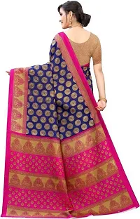 Beautiful Navy Blue Art Silk Printed Saree With Blouse Piece For Women-thumb3