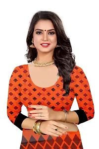 Beautiful Orange Georgette Printed Saree With Blouse Piece For Women-thumb3