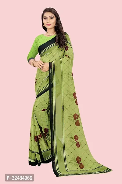 Elegant Georgette Printed Saree with Blouse piece For Women