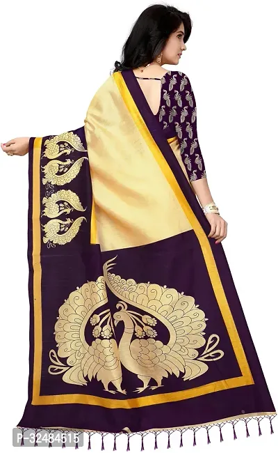 Elegant Cotton Blend Printed Saree with Blouse piece For Women-thumb2