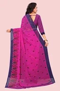 Stylish Pink Georgette Printed Saree with Blouse piece For Women-thumb2