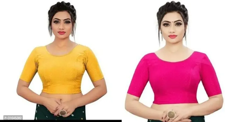 Reliable Multicoloured Lycra Blend Stitched Blouses For Women Pack Of 2