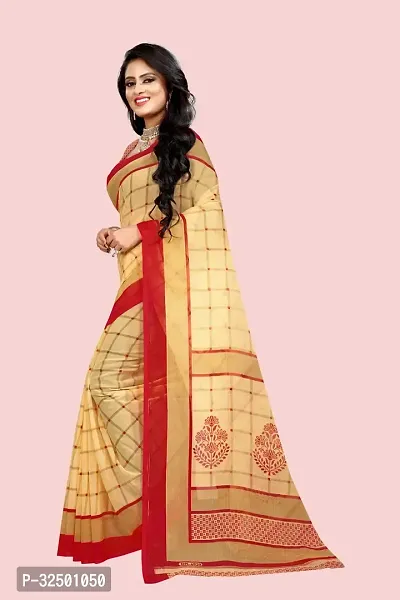 Stylish Yellow Georgette Checked Saree with Blouse piece For Women-thumb4