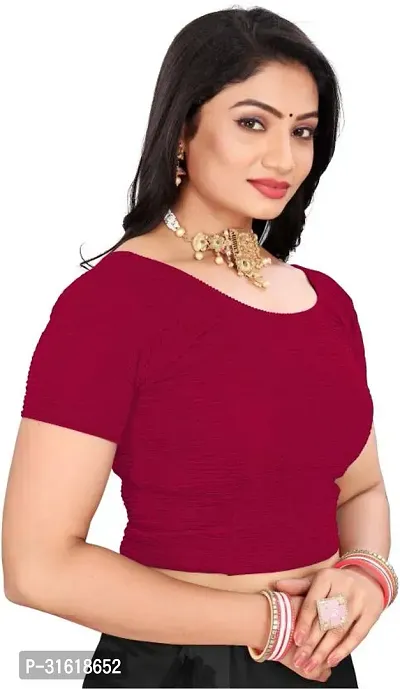 Reliable Maroon Lycra Blend Stitched Blouses For Women-thumb2