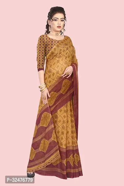 Beautiful Yellow Georgette Printed Saree With Blouse Piece For Women-thumb5