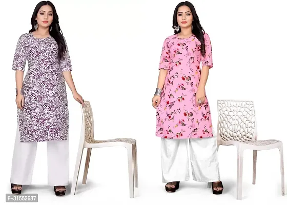 Stylish Crepe Stitched Kurta For Women Pack Of 2-thumb0