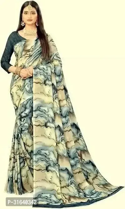 Elegant Grey Georgette Saree without Blouse piece For Women-thumb0