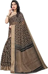 Elegant Black Cotton Linen Printed Saree With Blouse Piece For Women Pack Of 1-thumb3