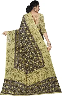 Beautiful Brown Georgette Printed Saree With Blouse Piece For Women-thumb1