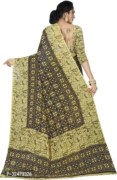 Beautiful Brown Georgette Printed Saree With Blouse Piece For Women-thumb2