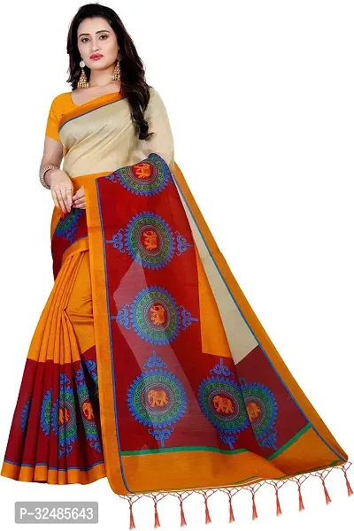 Elegant Cotton Silk Printed Saree with Blouse piece For Women-thumb5