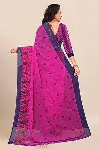 Beautiful Pink Georgette Printed Saree With Blouse Piece For Women-thumb1