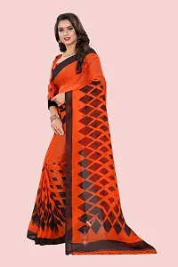 Stylish Orange Georgette Printed Saree with Blouse piece For Women-thumb3