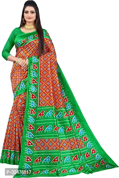 Beautiful Multicoloured Silk Blend Digital Print Saree With Blouse Piece For Women-thumb0