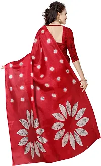 Beautiful Red Art Silk Printed Saree With Blouse Piece For Women-thumb1