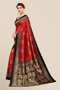 Beautiful Red Art Silk Woven Design Saree With Blouse Piece For Women-thumb3