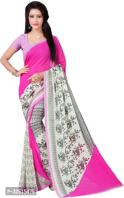 Stylish Multicoloured Georgette Printed Saree with Blouse piece For Women Pack of 2-thumb2