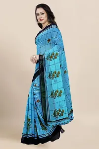 Stylish Blue Georgette Printed Saree with Blouse piece For Women-thumb4