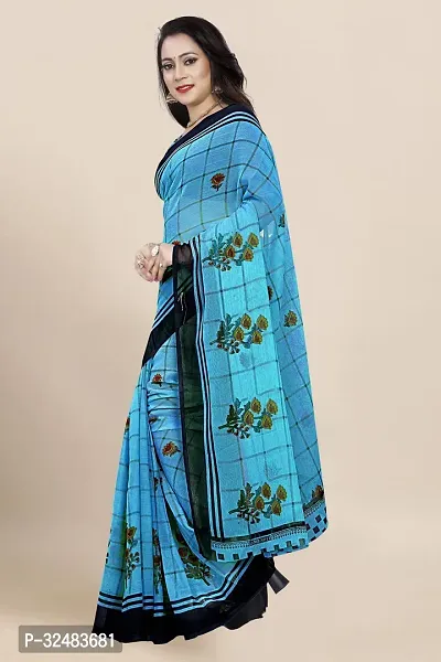 Stylish Blue Georgette Printed Saree with Blouse piece For Women-thumb5