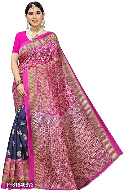 Elegant Pink Art Silk Saree without Blouse piece For Women-thumb0