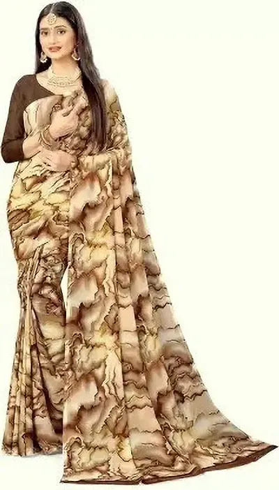 Glamorous Georgette Printed Saree With Blouse Piece